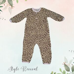 Carter’s Leopard Animal Print Button-Up Fleece Footless Pajamas - Size 12 Month